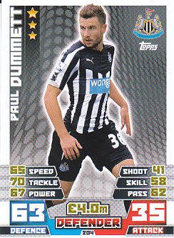 Paul Dummett Newcastle United 2014/15 Topps Match Attax #204